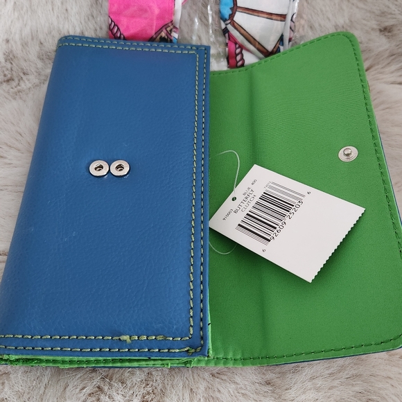 NWT TOMMY HILFIGER Preppy "Butterfly Clutch" Wallet Blue & Green - Picture 8 of 15